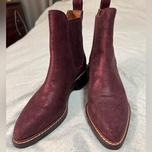 Coach Chelsea Burgundy Suede Ankle Boots